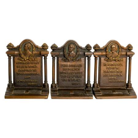 Literary Trio Cast Iron Bookends by Bradley & Hubbard