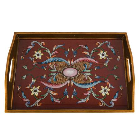 Ornamental Hand-Painted Wood Serving Tray by Art by Hand