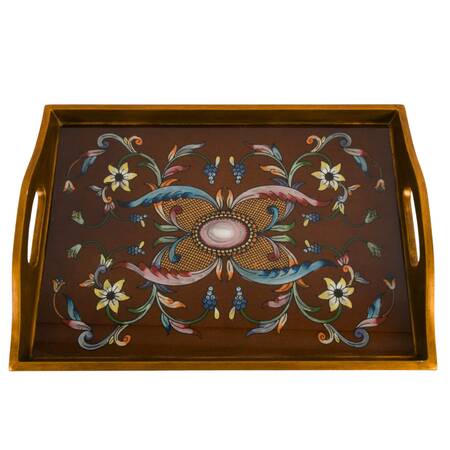 Hand-Painted Ornamental Wood Serving Tray by Art by Hand