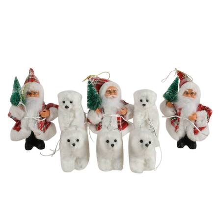 Set of Eight Santa and Bear Ornaments