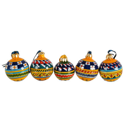 5 Hand-Painted Maltese Geometric Holiday Ornaments