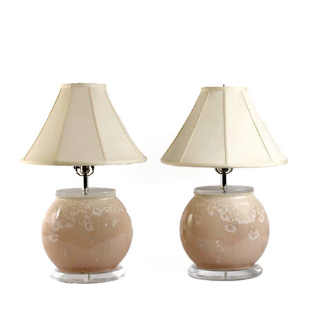 Pair Pâte-de-verre and Acrylic Table Lamps