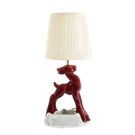 Mid-Century Modern Burgundy Deer Table Lamp