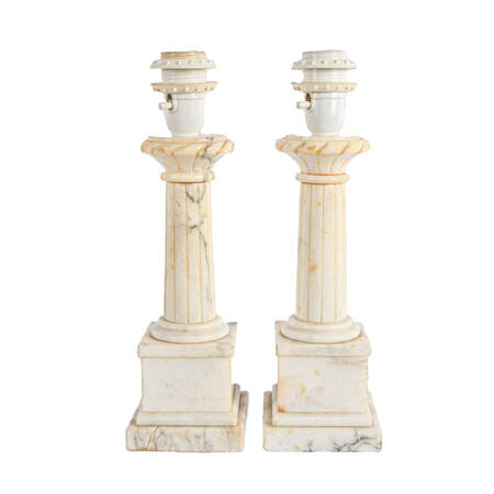 Pair of Corinthian-Style Marble Table Lamps