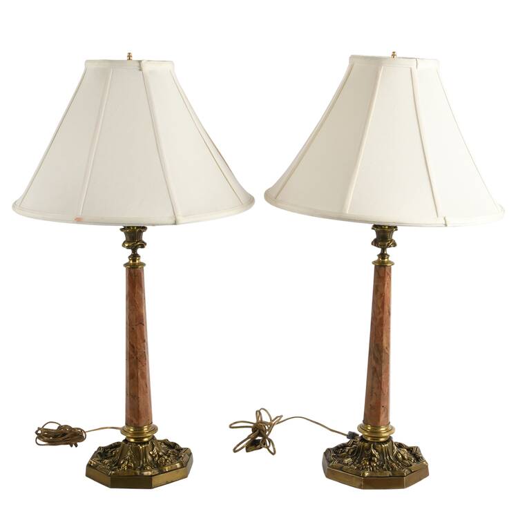 Brass and Marble-Style Table Lamps