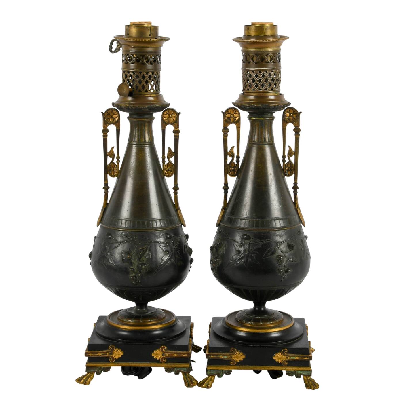 Pair of Bronze Egyptian Revival Table Lamps