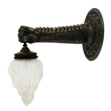Ornate Cast Iron Figural Hand Form Wall Sconce