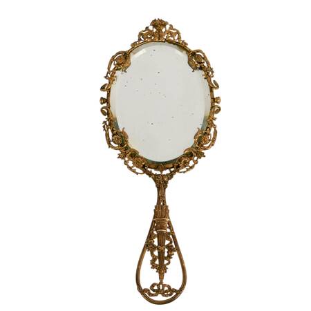 Antique French Empire-Style Doré Bronze Hand Mirror