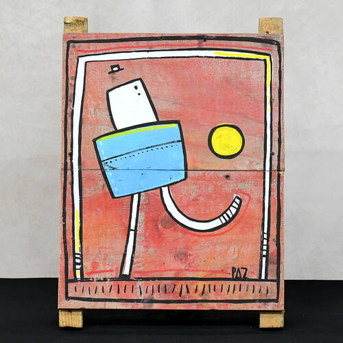 Manuel Paz Untitled Acrylic on Reclaimed Wood, Goal!