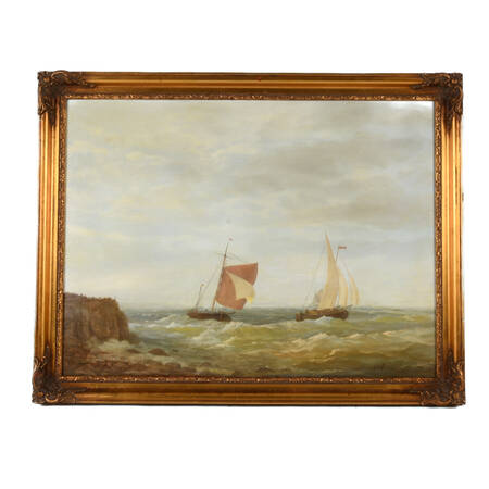 Framed Oil on Board Nautical Sailing Ships Seascape