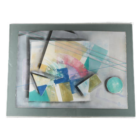 Framed Lucite Case Mixed Media Abstract Signed by Dennis Frings