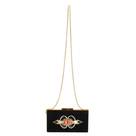 Austrian Henryks Bijoux Jeweled Suede Hard Shell Clutch