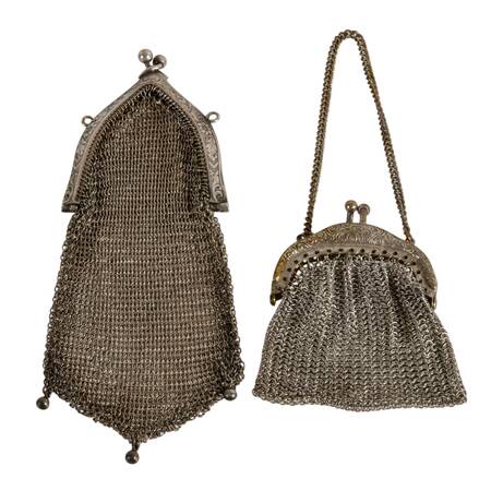 Pair of Vintage Silverplate Chainmail Mesh Coin Purses