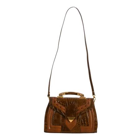 Heyraud Paris Reptile Print Leather Satchel-Style Handbag