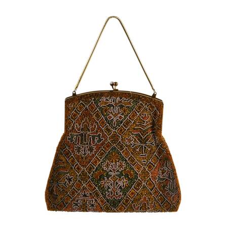 Vintage Dormar Tapestry-Style Beaded Purse Made in Belgium