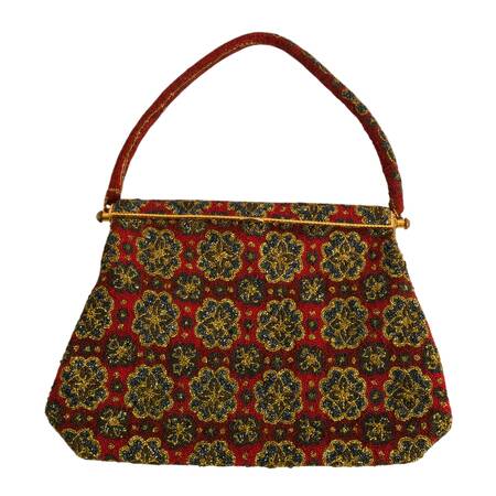 Vintage Freddy Crimson Beaded Handbag with Coin Purse Made in France