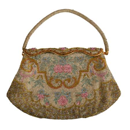 Vintage Freddy Tapestry-Style Floral Microbeaded Purse Made in France