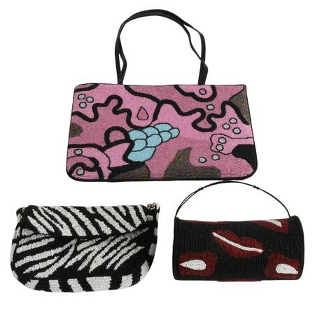 Three-Piece Eclectic-Patterned Beaded Purse Set