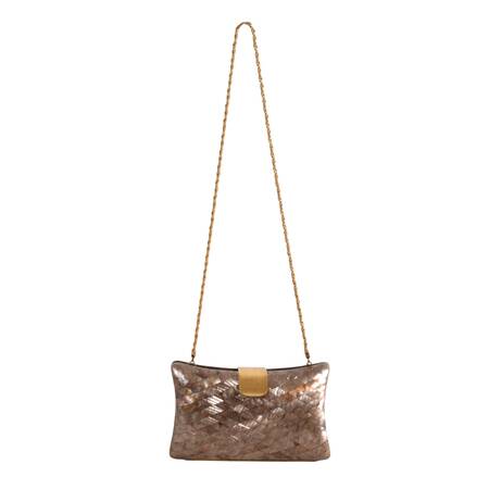 Rose-Tone Acrylic Mother of Pearl Clutch Attributed to Lisette New York