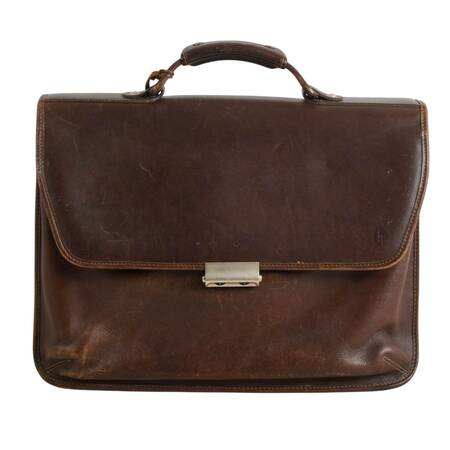 Hartmann Brown Leather Satchel-Style Briefcase by Gian Paolo Lombardo