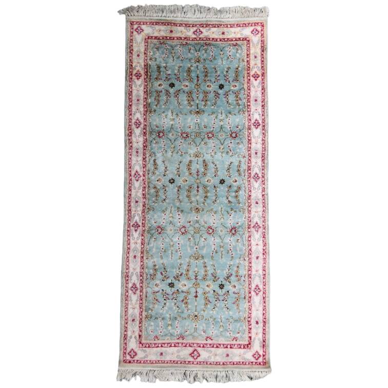 Turkish Ada Handicraft Center Plush Pinks Mercerized Cotton Runner Rug