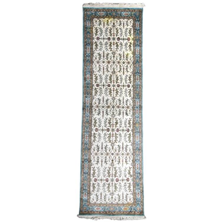 Turkish Ada Handicraft Center Hand-Knotted Mercerized Cotton Runner Rug