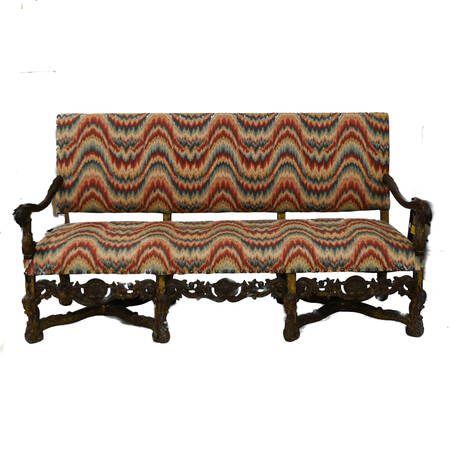 Antique German Walnut and Upholstered Sofa