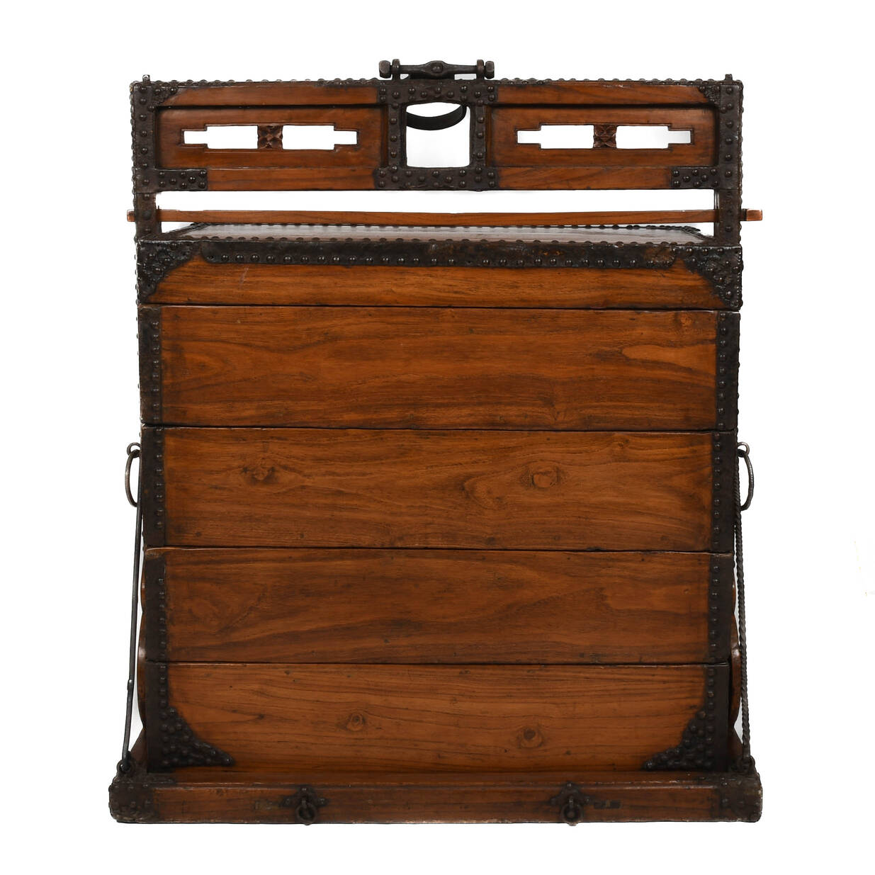 Chinese Wood and Wrought Iron Wedding Chest
