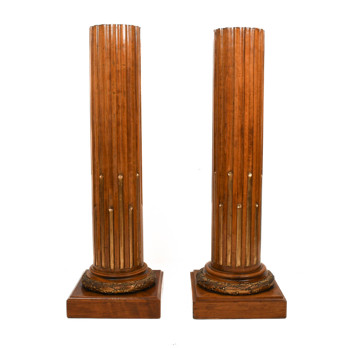 Pair of Neoclassical-Style Carved Wood Floor Columns