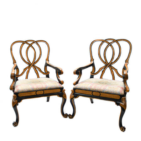 Pair of Georgina Ribbon Back Arm Chairs