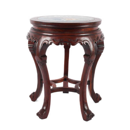 Chinese Cloisonné Inlaid and Rosewood Side Table