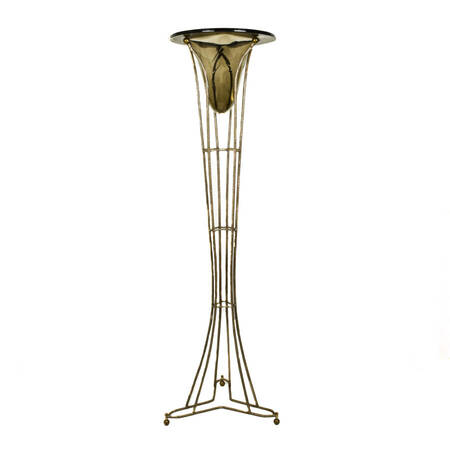Decorative Wrought Iron Stand with Hand-Blown Vase