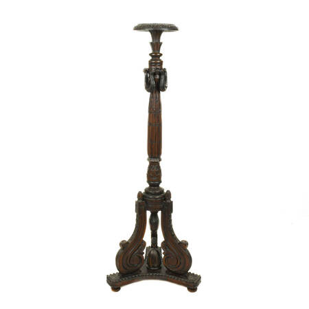 Antique Ornately Carved Walnut Pedestal