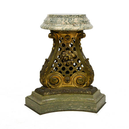 Antique French Bronze and Marble Pedestal