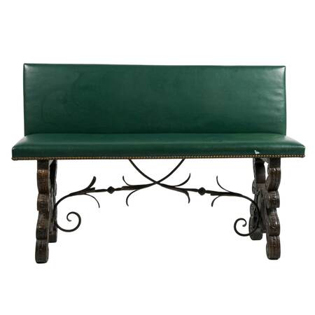 Rescued Seventeenth Century Spanish Agüero Armorial Carved Bench