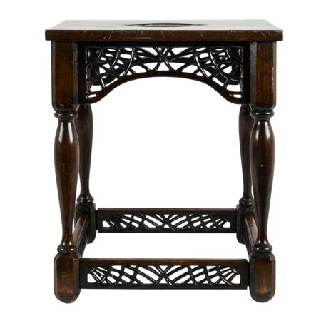 Signed F. W. Tyler Original 1943 Hand-Carved Wooden Stool
