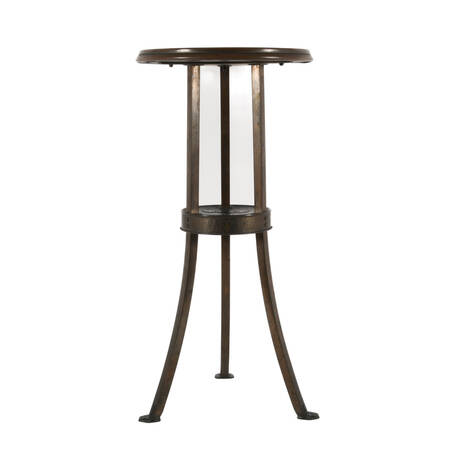 Antique Hollywood Regency Poured Resin Top and Iron Side Table