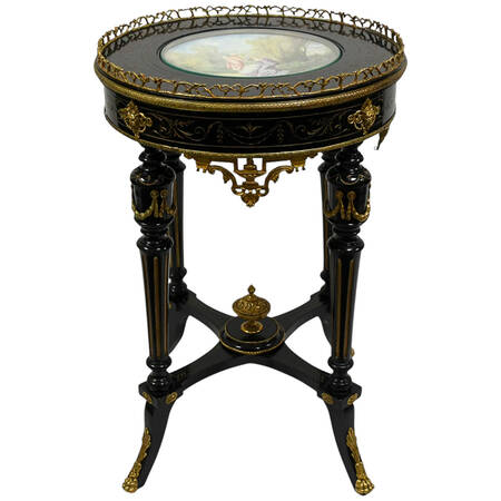 Antique Sèvres Style Gilt-Accented Gueridon Table with Porcelain Inset