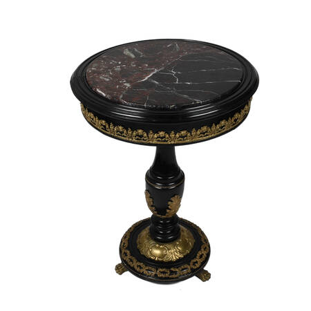 Antique French Dore Bronze and Marble Top Pedestal Table
