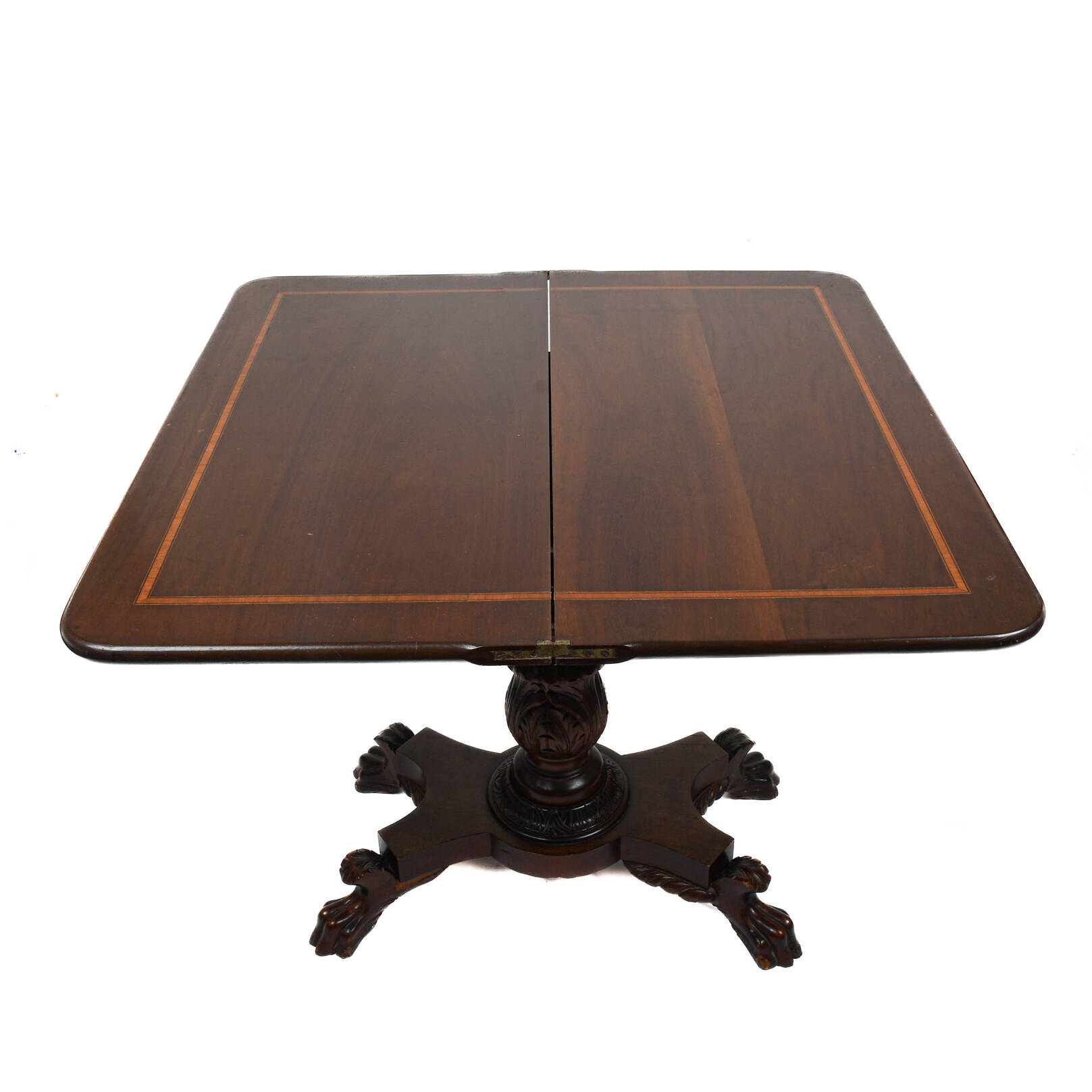 1890s American Mahogany Ball and Claw Flip-Top Gaming Card Table