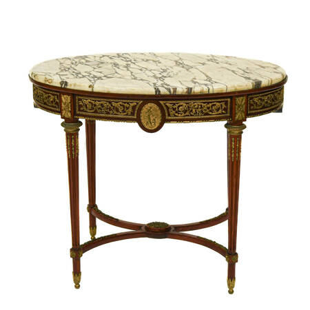 Antique Marble Top and Gilt Decorated Rococo-Style Center Table