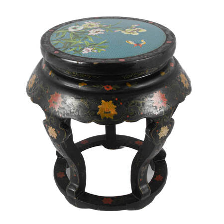 Chinese Cloisonné Inlaid and Wood Side Table