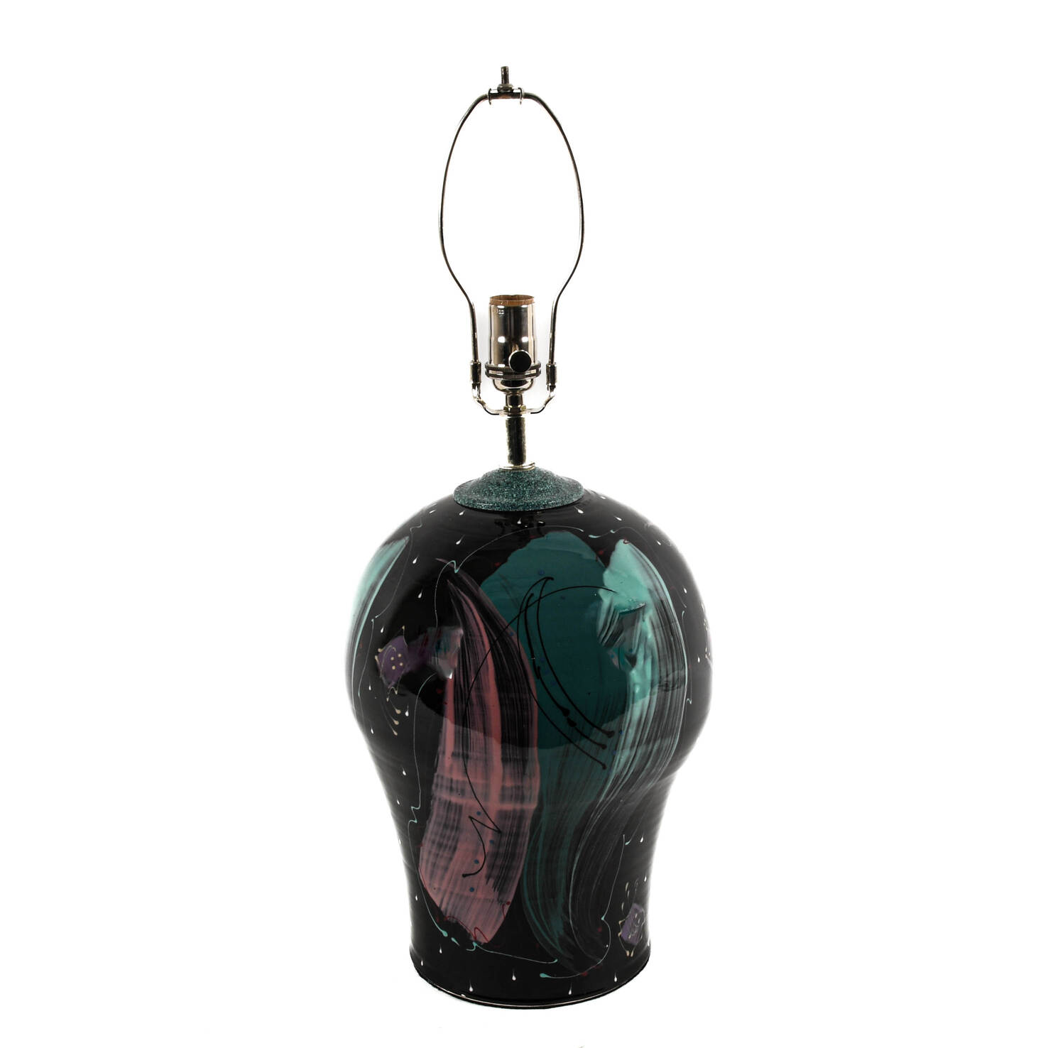 Signed Abstract Hand-Thrown Art Pottery Table Lamp