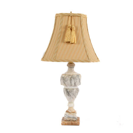 Alabaster Marble Table Lamp with Tassel Shade