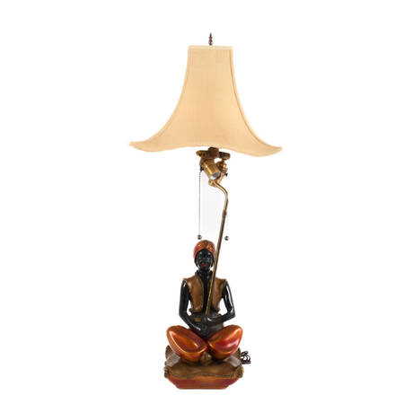 Decorated Seated Blackamoor Table Lamp