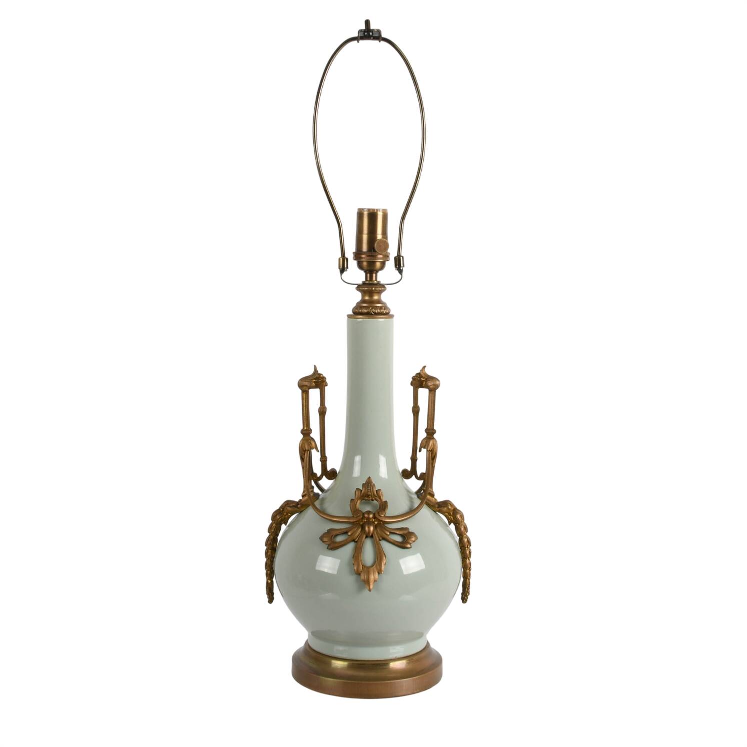 Bronze Mounted Celadon Porcelain Table Lamp