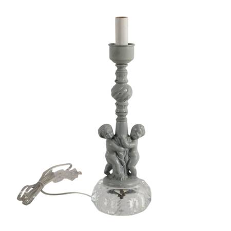 Grey Putti on Crystal Base Boudoir Lamp