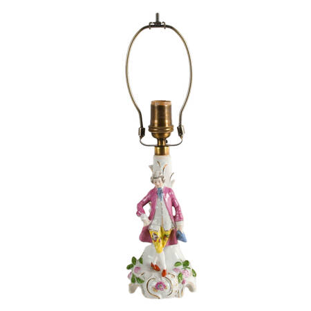 Hand-Painted Colonial-Style Gentleman Porcelain Figural Table Lamp