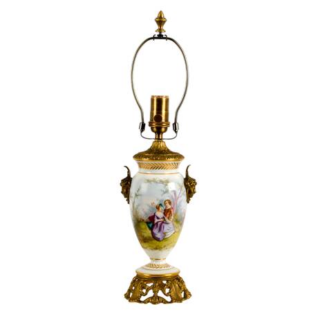 Sèvres-Style Limoges Porcelain Hand-Painted Converted Vase Table Lamp
