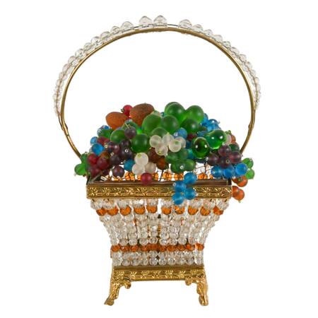Czech Glass Fruit Basket Table Lamp